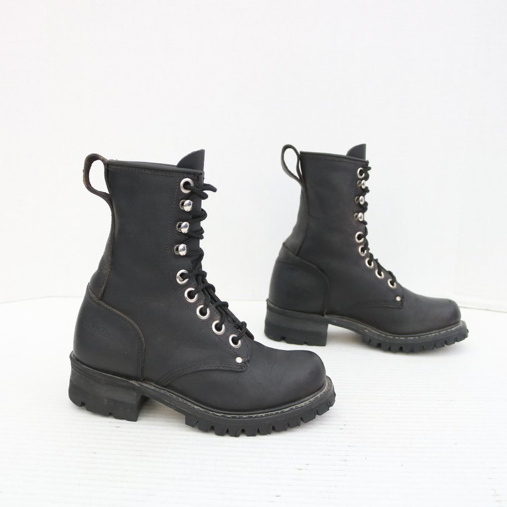 Molts women motorcycle black heel boots size 6.5 M